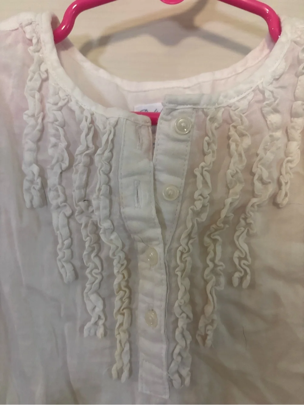 Ralph Lauren White Short-Sleeve Ruffled Front Blouse